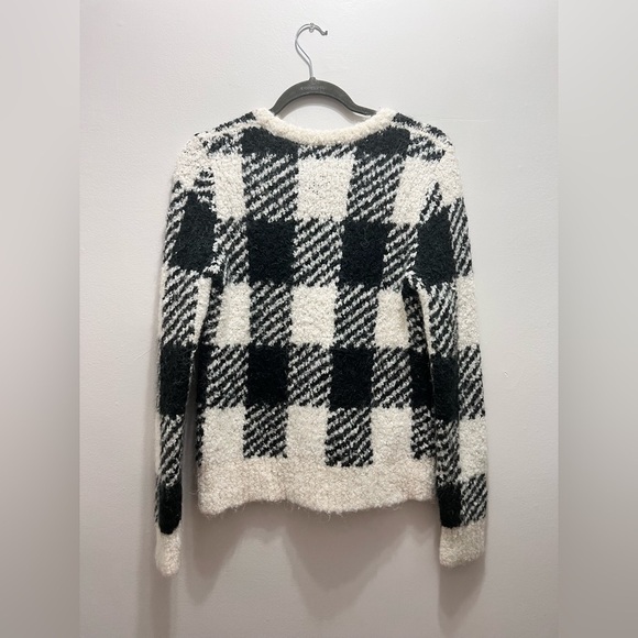 J. Crew Bouclé buffalo-check sweater Black / White Size Small - Picture 2 of 4